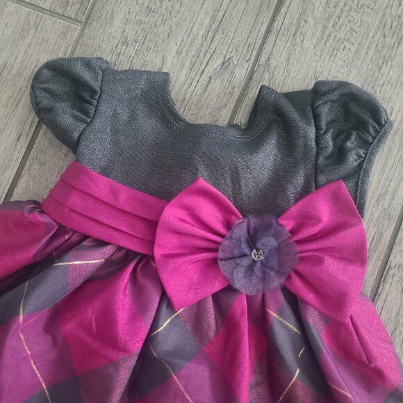 Bonnie Baby Girl Holiday Plaid Party Dress pink and grey with Bloomers Size 6–9M - Picture 5 of 12